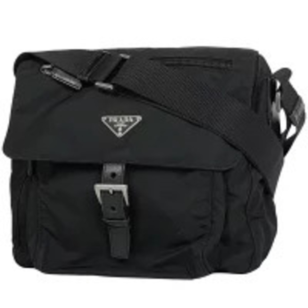 Prada Plate Shoulder Bag Crossbody Nero Black